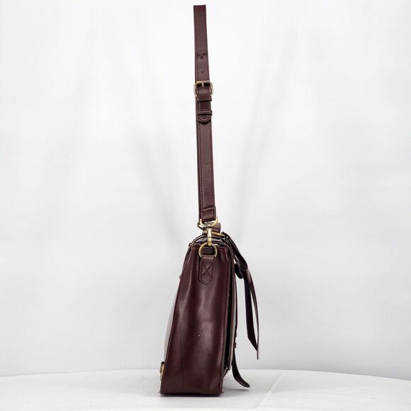 Ecosusi Briefcase Bow Brown Faux Leather Convertible Backpack Messenger Bag - Picture 4 of 16